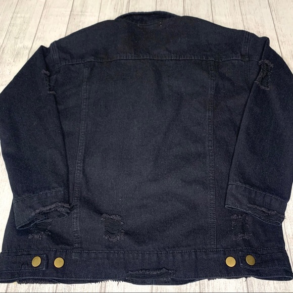 Say What? Distressed Black 4 pocket denim jacket. - Picture 2 of 9